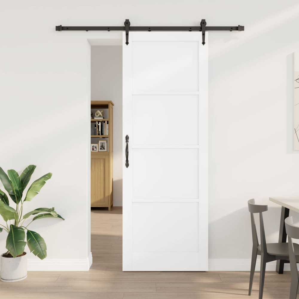 Produktbild för Skjutdörr ORKDAL Vit och svart 83 x 232 cm Massiv furu