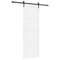Produktbild för Skjutdörr ORKDAL Vit och svart 83 x 232 cm Massiv furu