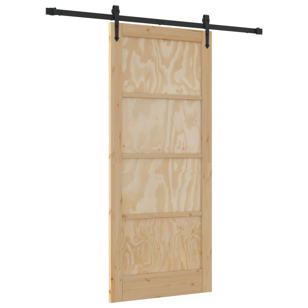 Produktbild för Skjutdörr ORKDAL Naturlig och svart 86 x 198,5 cm Massiv furu