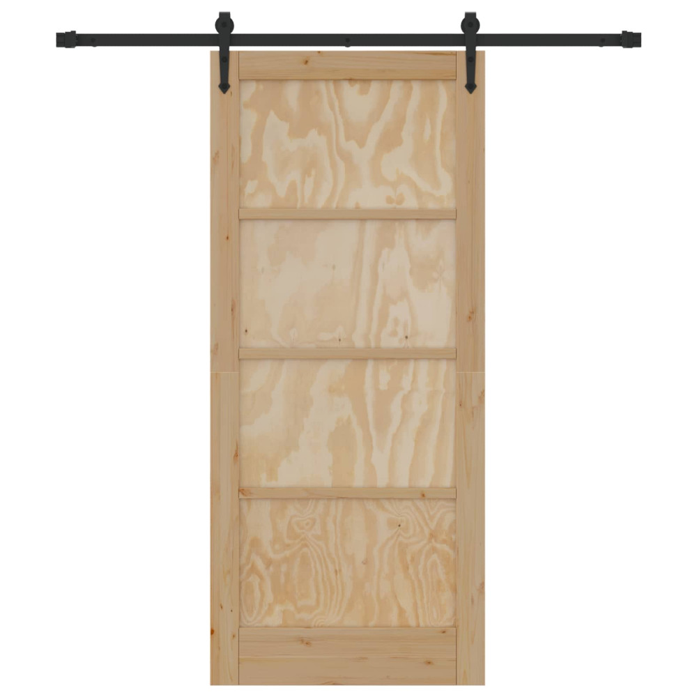 Produktbild för Skjutdörr ORKDAL Naturlig och svart 86 x 198,5 cm Massiv furu