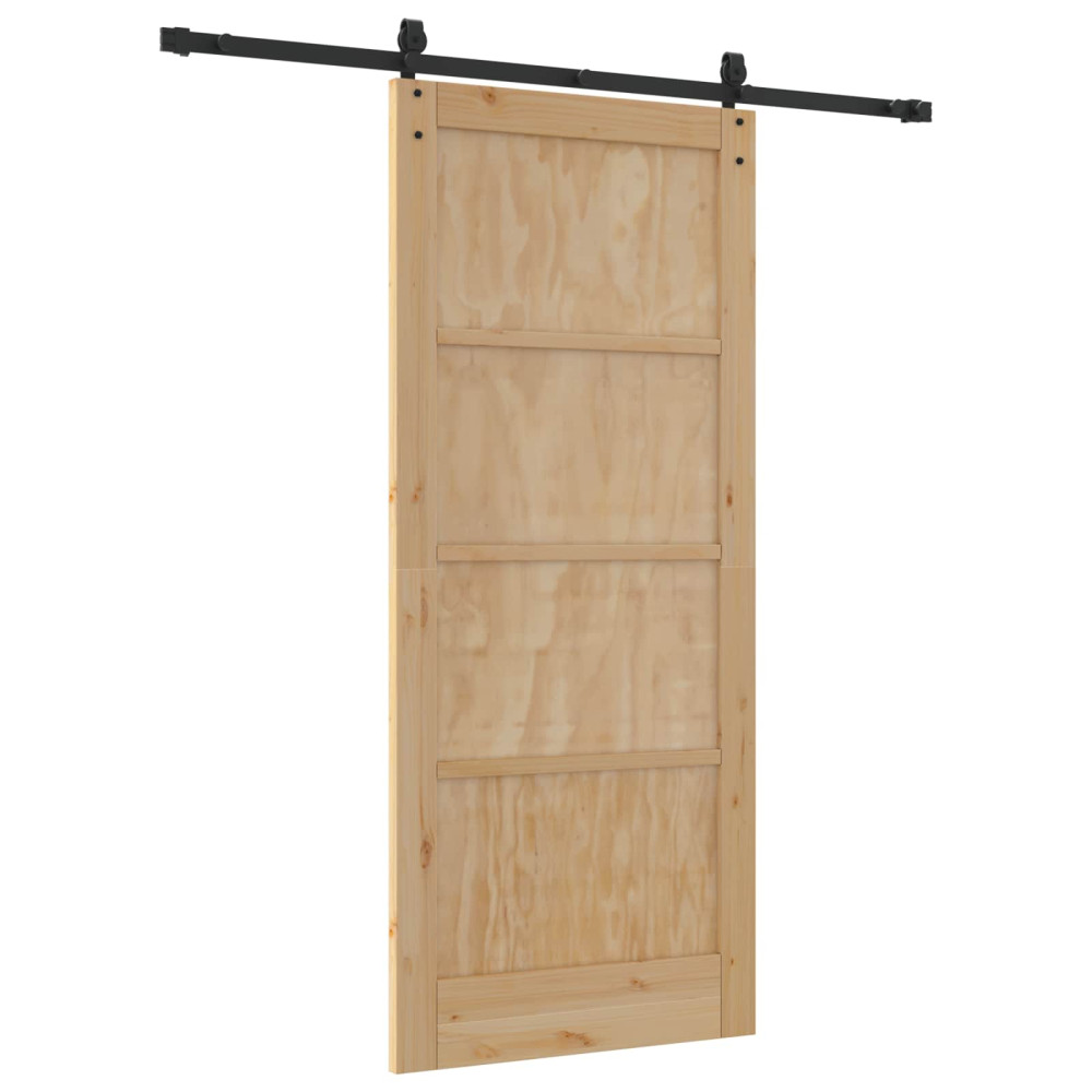 Produktbild för Skjutdörr ORKDAL Naturlig och svart 86 x 198,5 cm Massiv furu