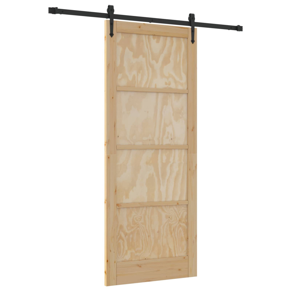 Produktbild för Skjutdörr ORKDAL Naturlig och svart 86 x 211 cm Massiv furu