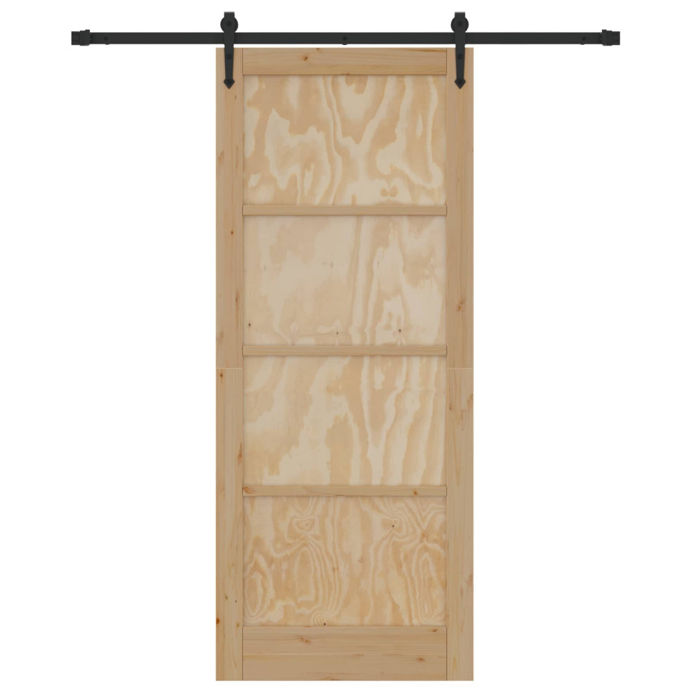 Produktbild för Skjutdörr ORKDAL Naturlig och svart 86 x 211 cm Massiv furu