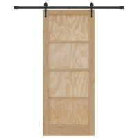 Produktbild för Skjutdörr ORKDAL Naturlig och svart 86 x 211 cm Massiv furu