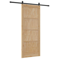 Produktbild för Skjutdörr ORKDAL Naturlig och svart 86 x 211 cm Massiv furu