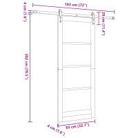 Produktbild för Skjutdörr ORKDAL Vit 83 x 202 cm Massiv furu