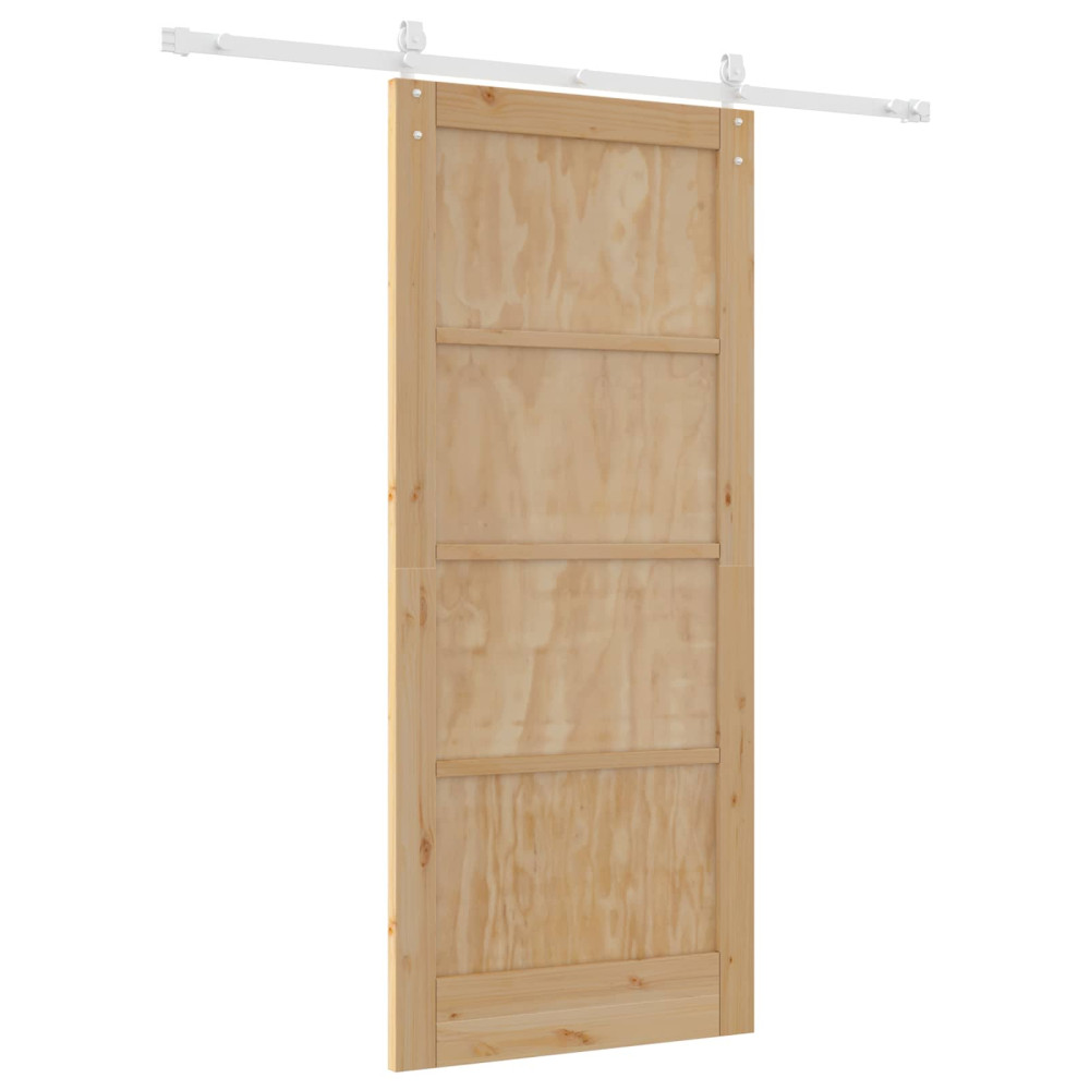 Produktbild för Skjutdörr ORKDAL Naturlig och vit 86 x 198,5 cm Massiv furu
