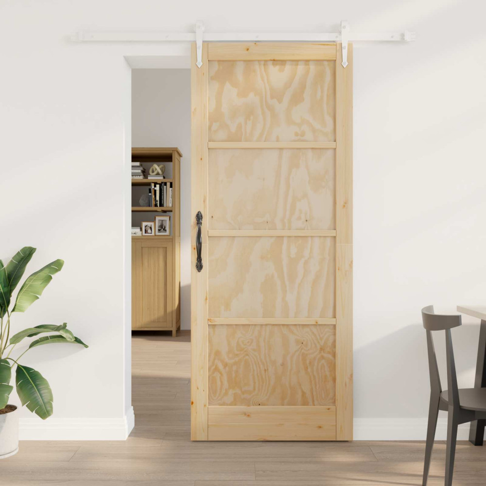 Produktbild för Skjutdörr ORKDAL Naturlig och vit 86 x 211 cm Massiv furu