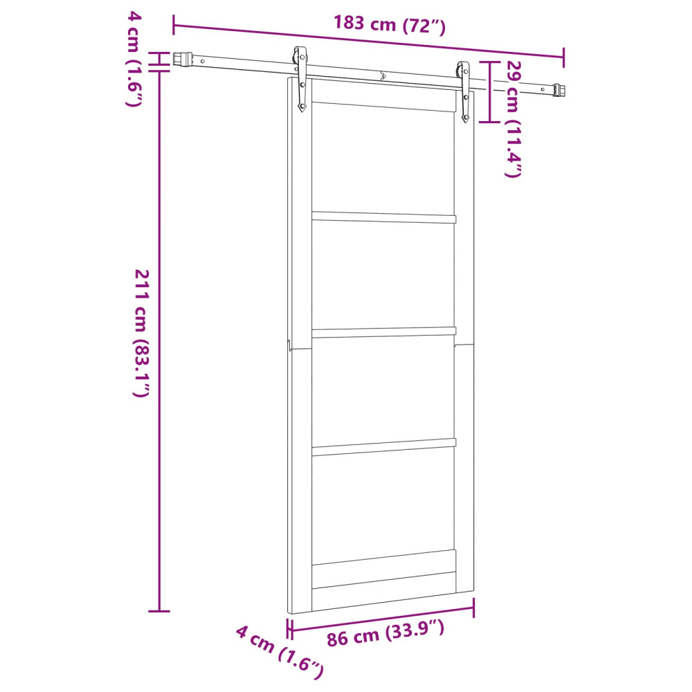 Produktbild för Skjutdörr ORKDAL Naturlig och vit 86 x 211 cm Massiv furu