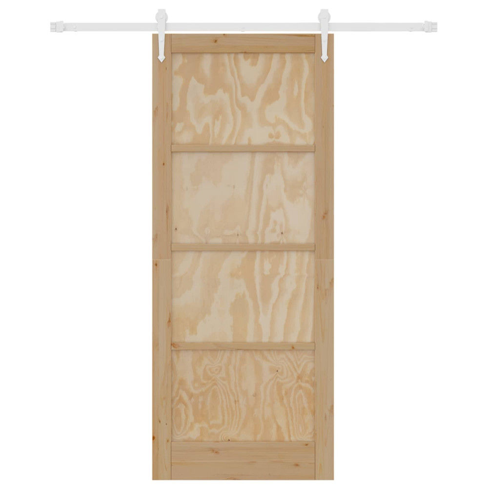 Produktbild för Skjutdörr ORKDAL Naturlig och vit 86 x 211 cm Massiv furu