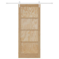 Produktbild för Skjutdörr ORKDAL Naturlig och vit 86 x 211 cm Massiv furu