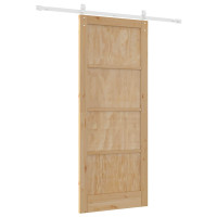 Produktbild för Skjutdörr ORKDAL Naturlig och vit 86 x 211 cm Massiv furu