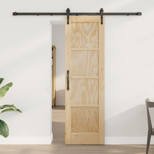 vidaXL Skjutdörr ORKDAL Naturlig och svart 61 x 198,5 cm Massiv furu