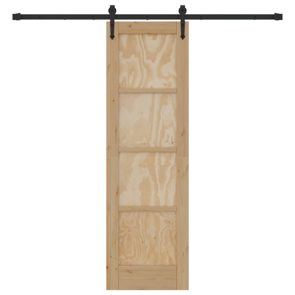 Produktbild för Skjutdörr ORKDAL Naturlig och svart 61 x 198,5 cm Massiv furu