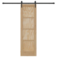 Produktbild för Skjutdörr ORKDAL Naturlig och svart 61 x 198,5 cm Massiv furu