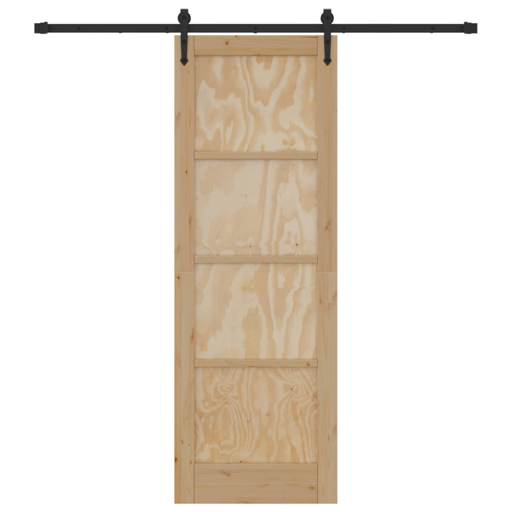 Produktbild för Skjutdörr ORKDAL Naturlig och svart 73,5 x 211 cm Massiv furu