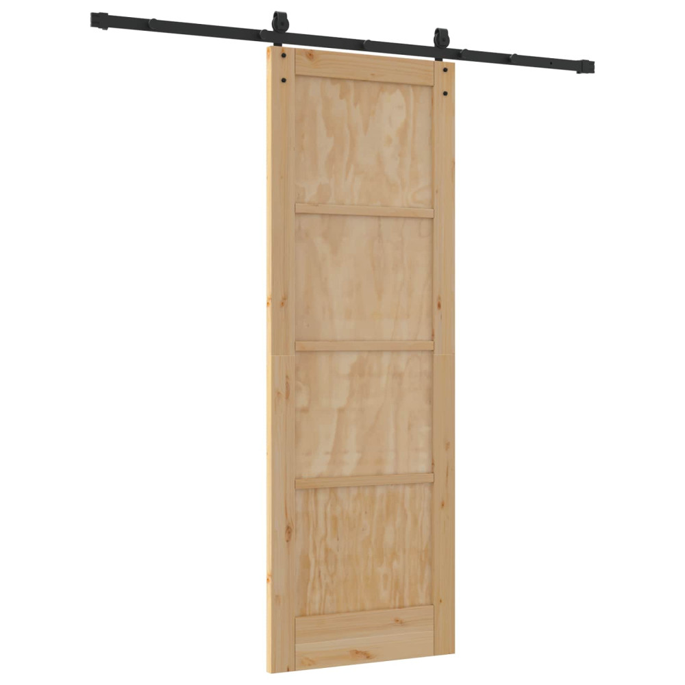 Produktbild för Skjutdörr ORKDAL Naturlig och svart 73,5 x 211 cm Massiv furu