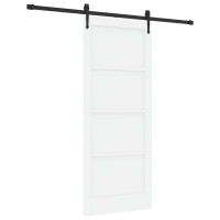 Produktbild för Skjutdörr ORKDAL Vit och svart 83 x 202 cm Massiv furu