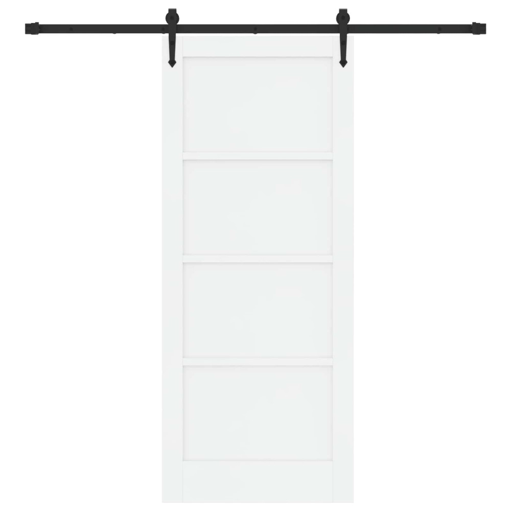 Produktbild för Skjutdörr ORKDAL Vit och svart 83 x 202 cm Massiv furu
