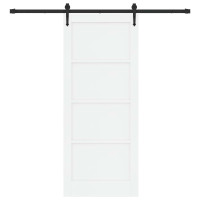 Produktbild för Skjutdörr ORKDAL Vit och svart 83 x 202 cm Massiv furu