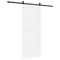 Produktbild för Skjutdörr ORKDAL Vit och svart 83 x 202 cm Massiv furu