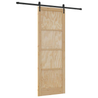 Produktbild för Skjutdörr ORKDAL Naturlig och svart 83 x 232 cm Massiv furu