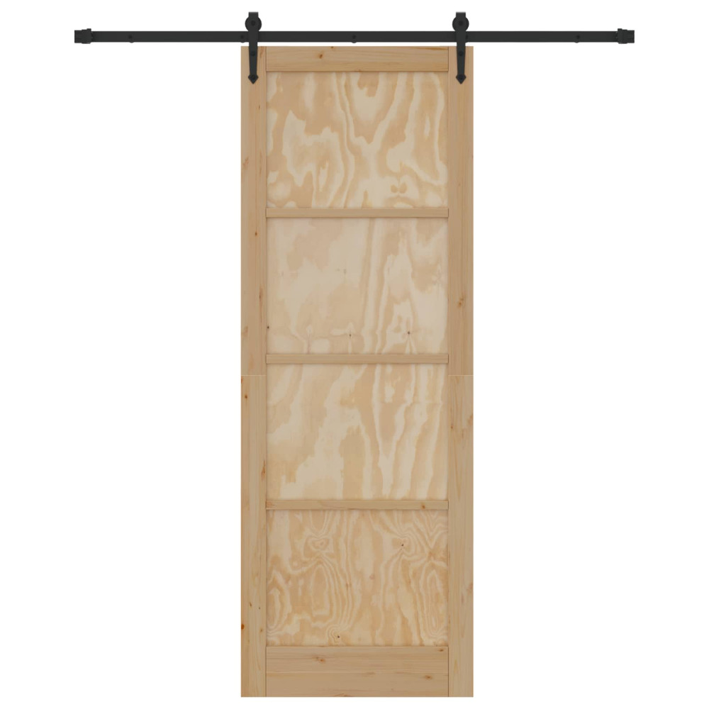 Produktbild för Skjutdörr ORKDAL Naturlig och svart 83 x 232 cm Massiv furu