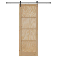 Produktbild för Skjutdörr ORKDAL Naturlig och svart 83 x 232 cm Massiv furu