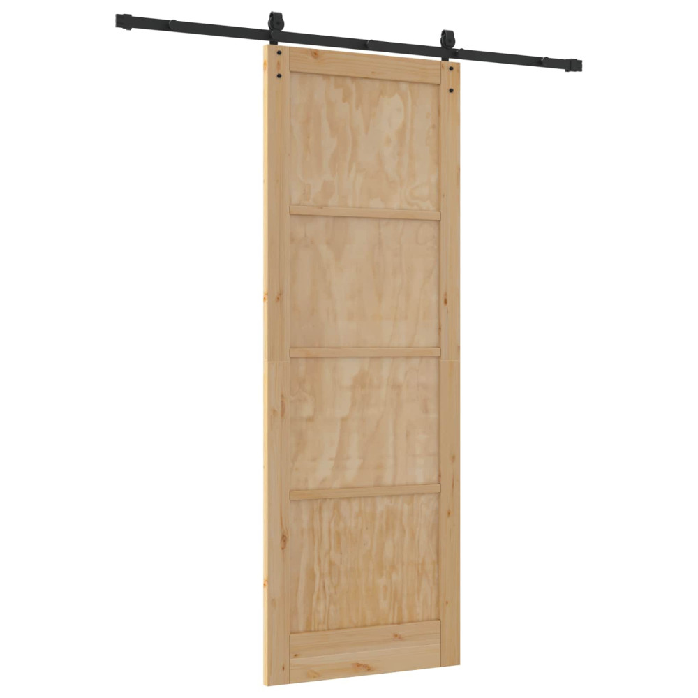 Produktbild för Skjutdörr ORKDAL Naturlig och svart 83 x 232 cm Massiv furu
