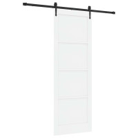 Produktbild för Skjutdörr ORKDAL Vit och svart 83 x 232 cm Massiv furu