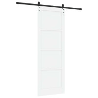 Produktbild för Skjutdörr ORKDAL Vit och svart 83 x 232 cm Massiv furu