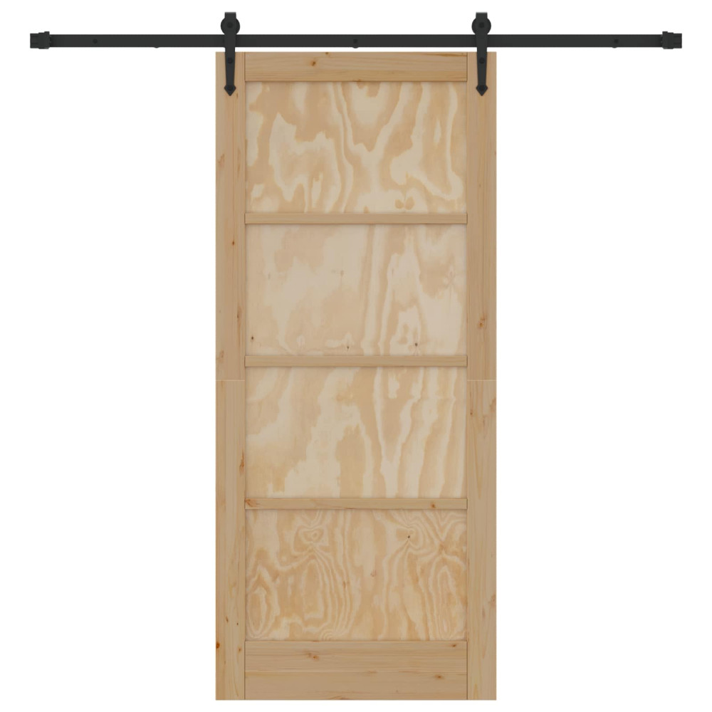 Produktbild för Skjutdörr ORKDAL Naturlig och svart 86 x 198,5 cm Massiv furu