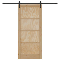 Produktbild för Skjutdörr ORKDAL Naturlig och svart 86 x 198,5 cm Massiv furu