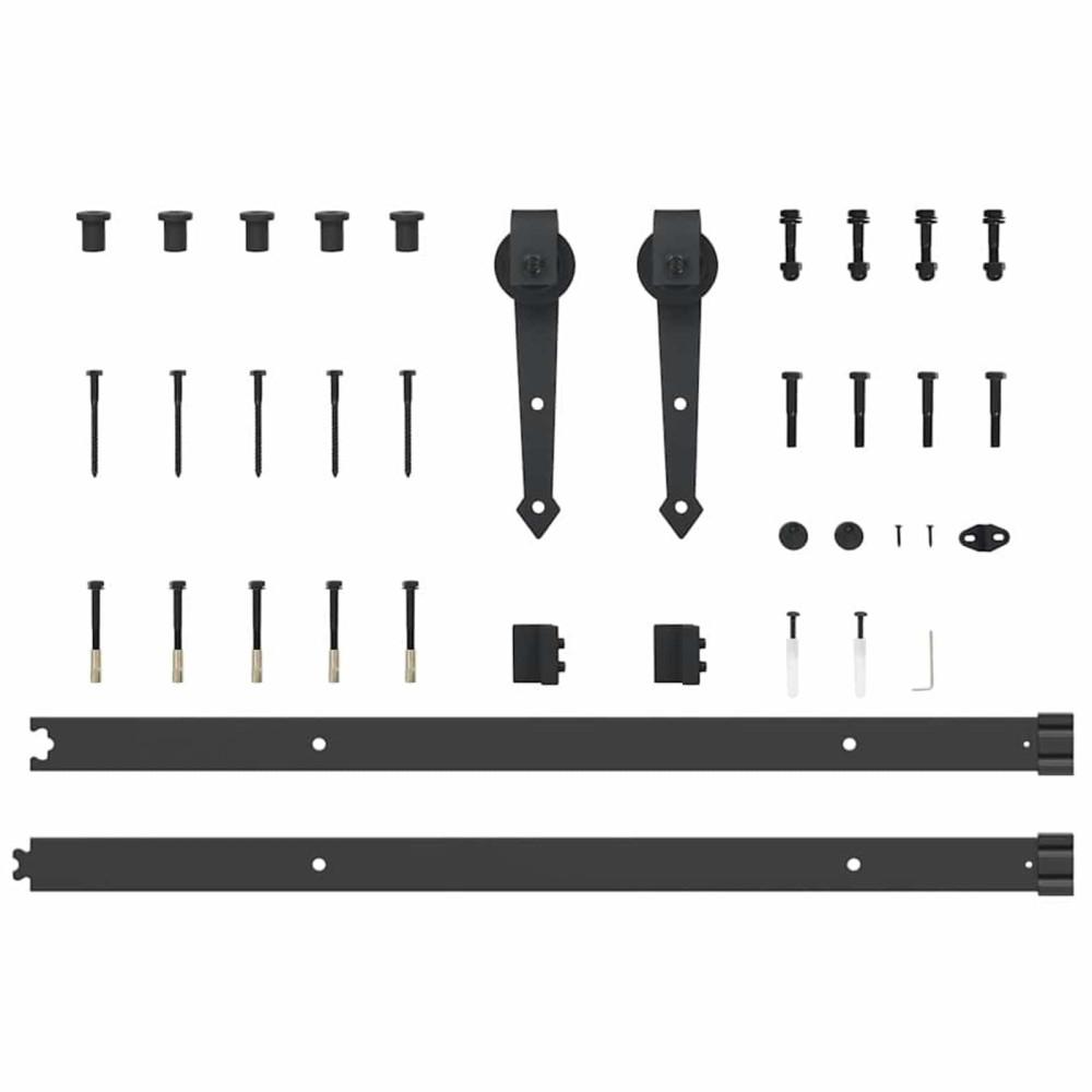Produktbild för Skjutdörr ORKDAL Naturlig och svart 86 x 198,5 cm Massiv furu