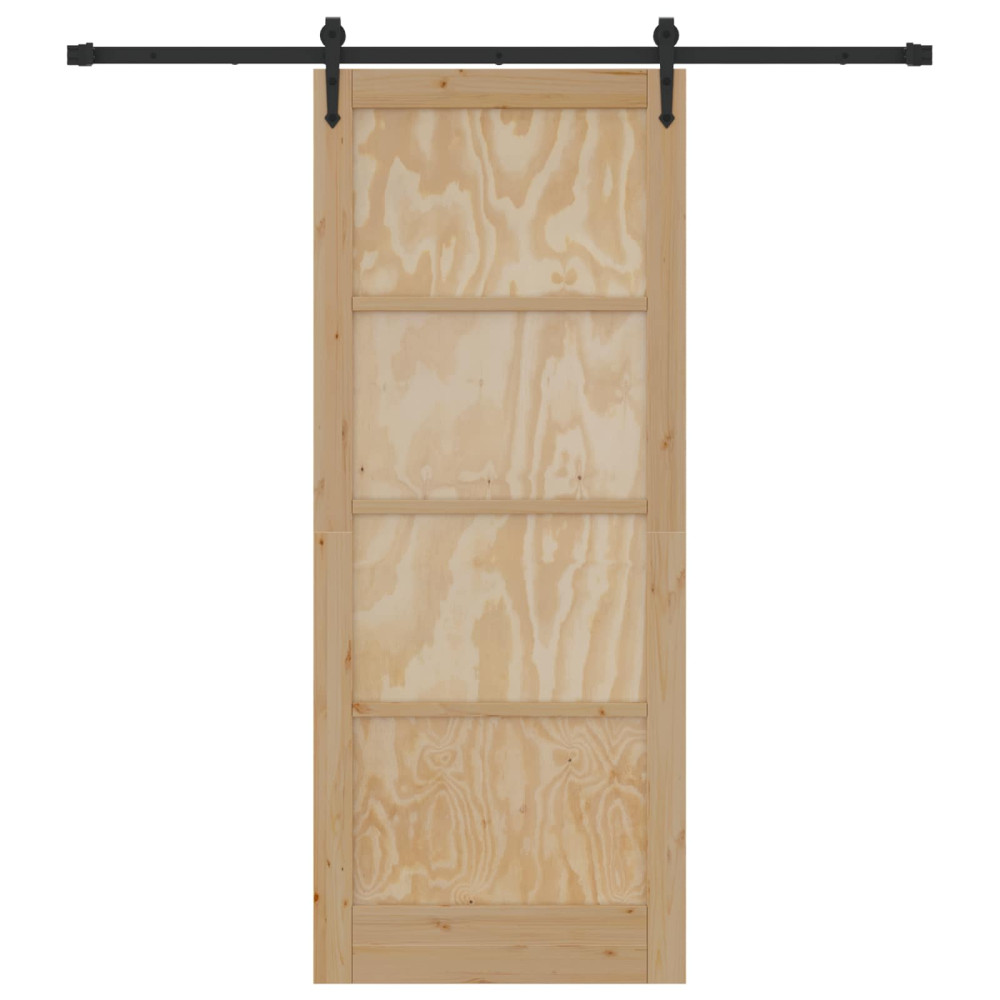 Produktbild för Skjutdörr ORKDAL Naturlig och svart 86 x 211 cm Massiv furu