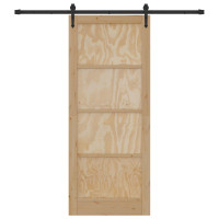 Produktbild för Skjutdörr ORKDAL Naturlig och svart 86 x 211 cm Massiv furu
