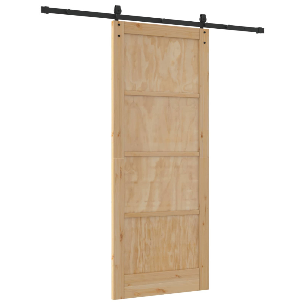 Produktbild för Skjutdörr ORKDAL Naturlig och svart 86 x 211 cm Massiv furu