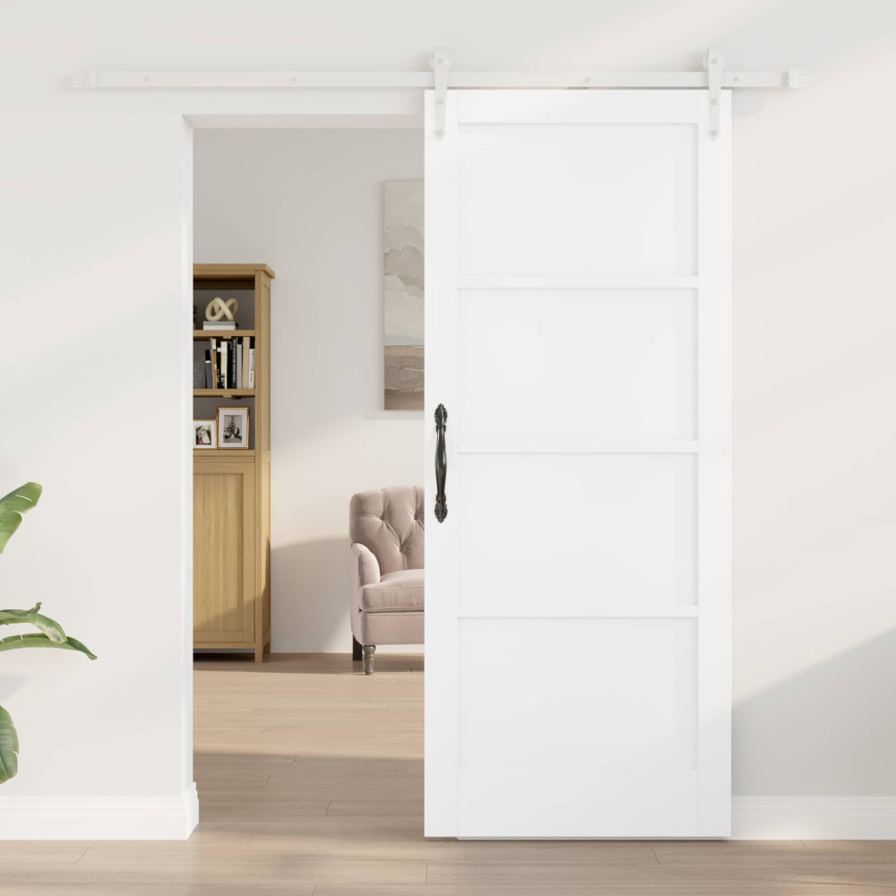 Produktbild för Skjutdörr ORKDAL Vit 83 x 202 cm Massiv furu