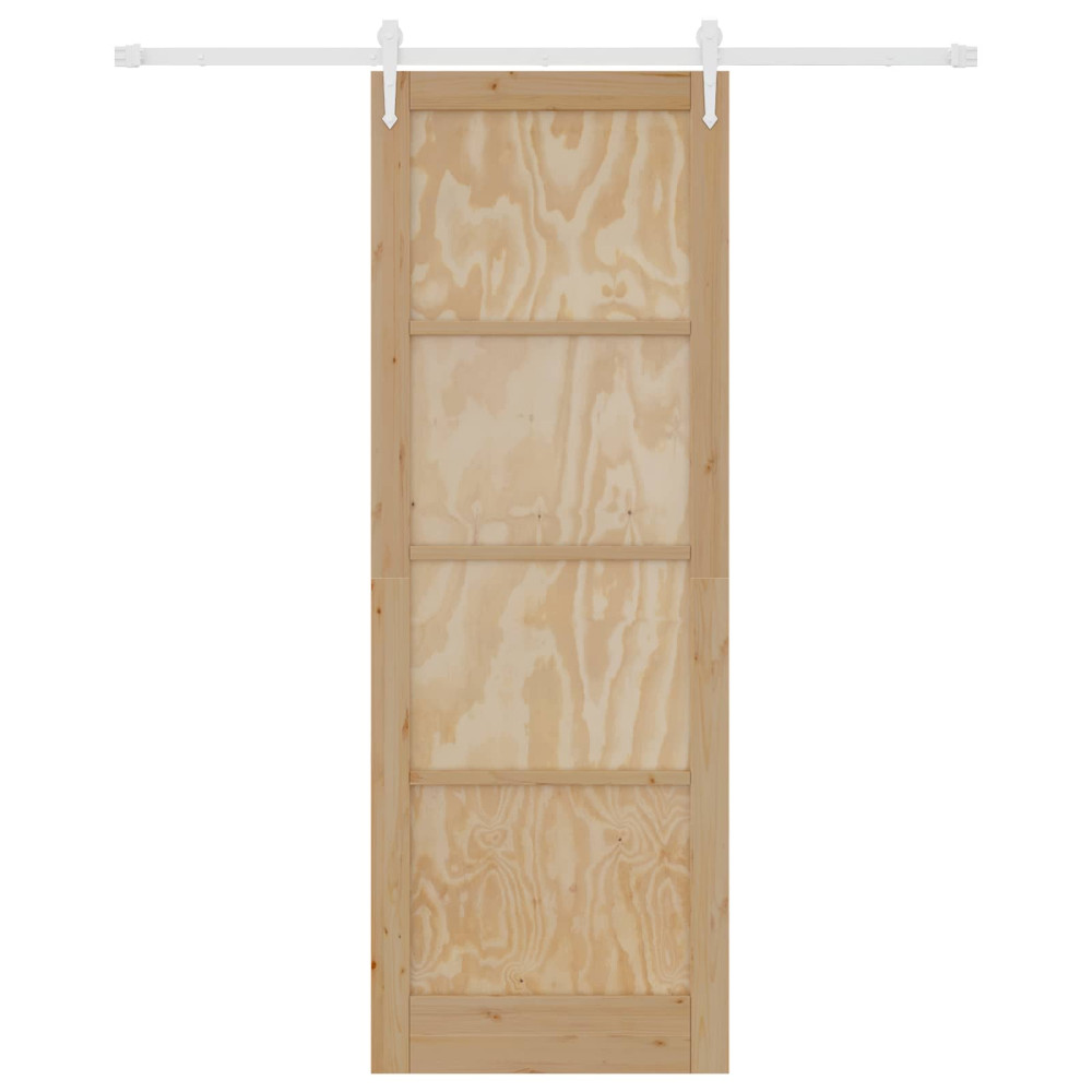 Produktbild för Skjutdörr ORKDAL Naturlig och vit 83 x 232 cm Massiv furu