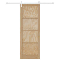 Produktbild för Skjutdörr ORKDAL Naturlig och vit 83 x 232 cm Massiv furu