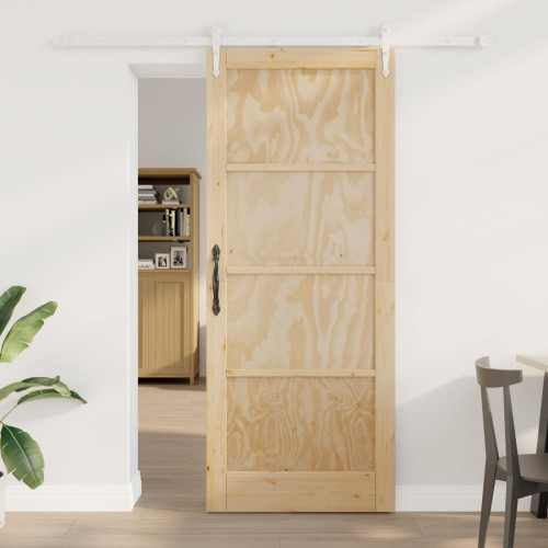 vidaXL Skjutdörr ORKDAL Naturlig och vit 86 x 211 cm Massiv furu