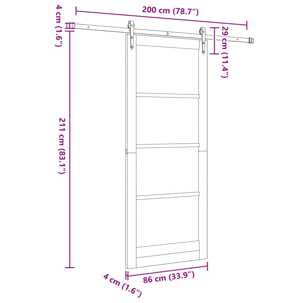 Produktbild för Skjutdörr ORKDAL Naturlig och vit 86 x 211 cm Massiv furu