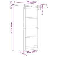 Produktbild för Skjutdörr ORKDAL Naturlig och vit 86 x 211 cm Massiv furu