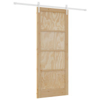 Produktbild för Skjutdörr ORKDAL Naturlig och vit 86 x 211 cm Massiv furu