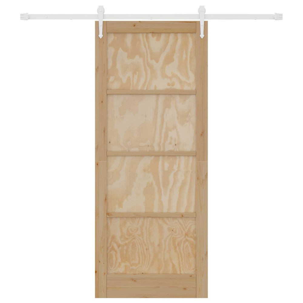 Produktbild för Skjutdörr ORKDAL Naturlig och vit 86 x 211 cm Massiv furu