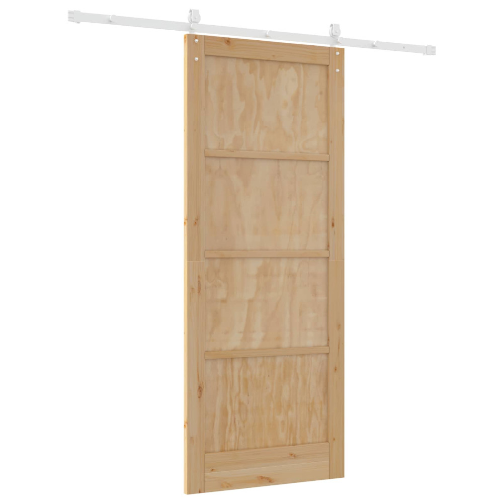 Produktbild för Skjutdörr ORKDAL Naturlig och vit 86 x 211 cm Massiv furu