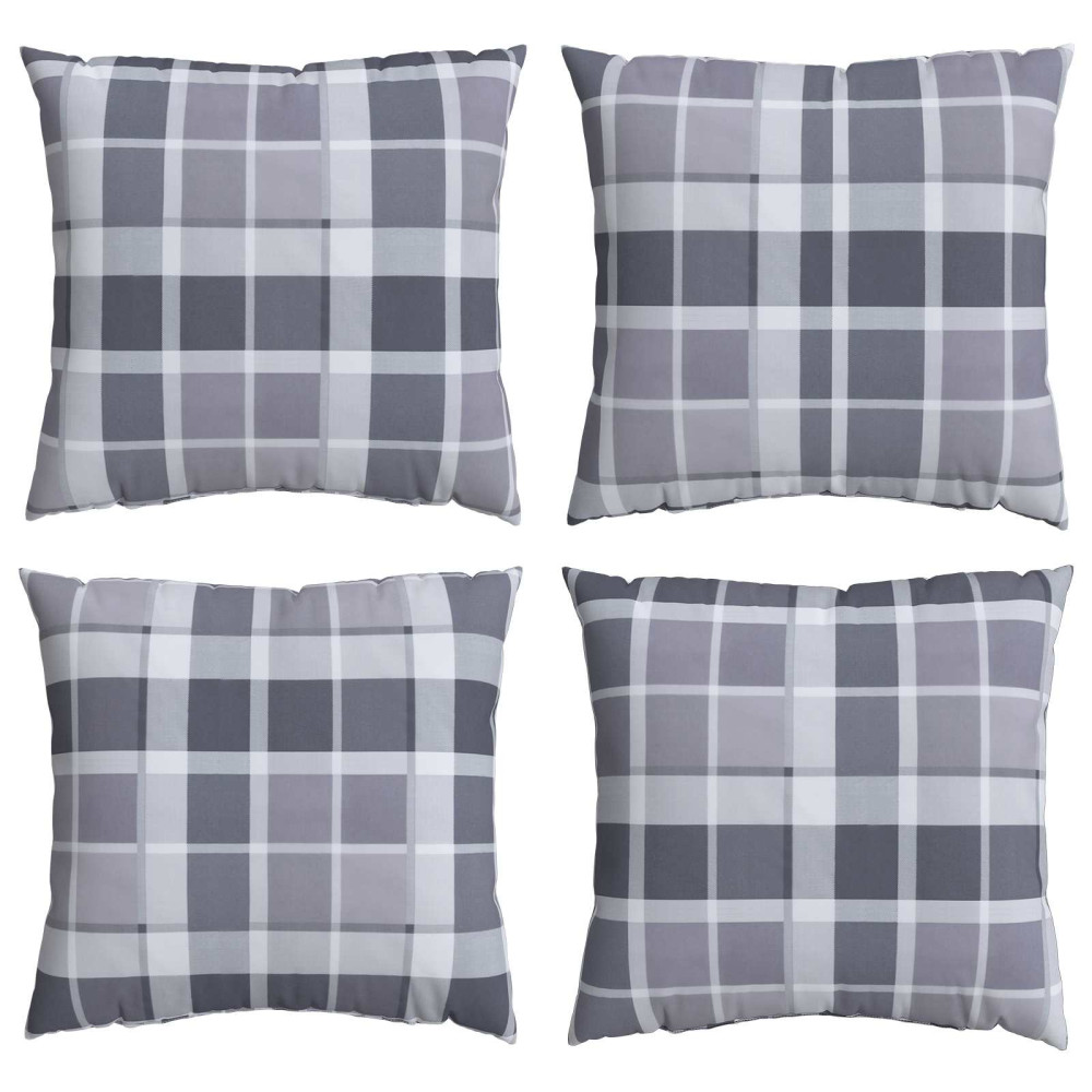 Produktbild för Utomhuskudde Rutig 4 pcs Grå rutigt 60 x 60 cm Tyg