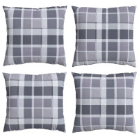 Produktbild för Utomhuskudde Rutig 4 pcs Grå rutigt 60 x 60 cm Tyg