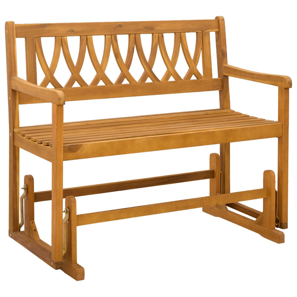 Produktbild för Trädgårds Glidebänk Naturlig 110 x 59 x 97 cm Massivt Akaciaträ