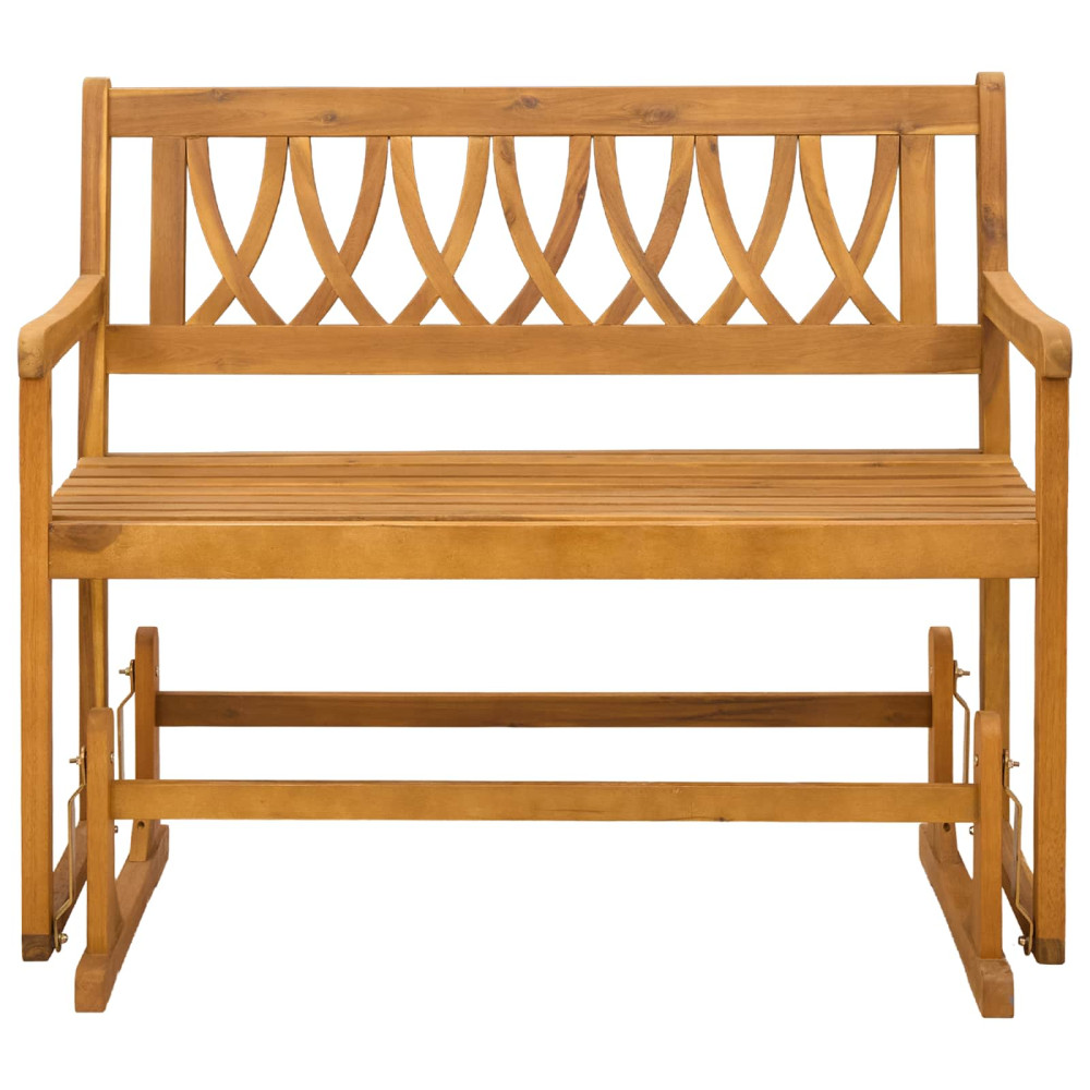 Produktbild för Trädgårds Glidebänk Naturlig 110 x 59 x 97 cm Massivt Akaciaträ